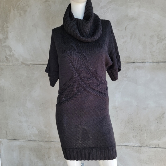 NWOT Bebe Oversize Cowl Neck Short Sleeve Sweater Dress Tunic Sz S - Picture 12 of 12